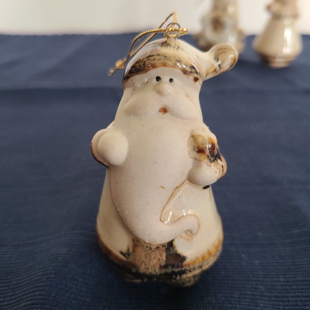 Pier 1 Ceramic Ornaments Set of 10 Pottery Art Santa Snowman Moose Bear Angel - Picture 9 of 13